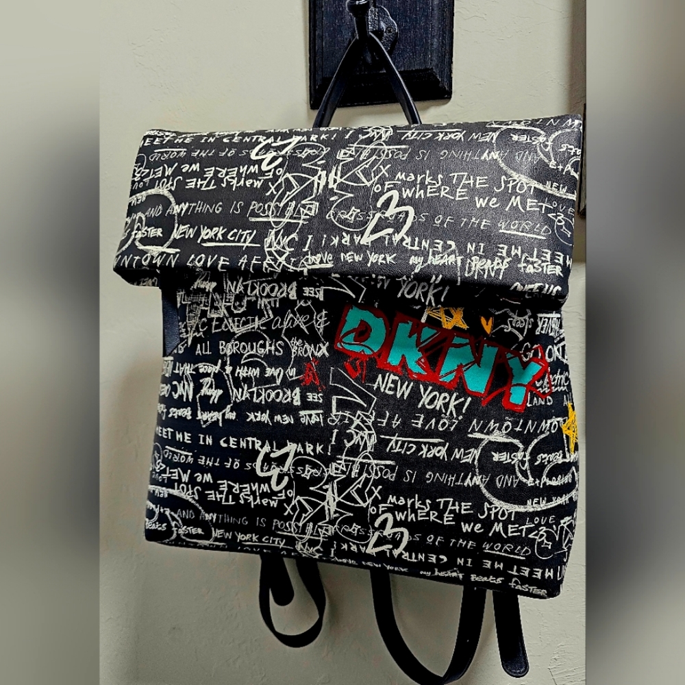 DKNY Tilly Foldover Graffiti Backpack